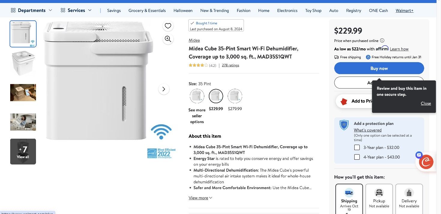 Midea Smart WiFi Dehumidifier New In Box Never Opened