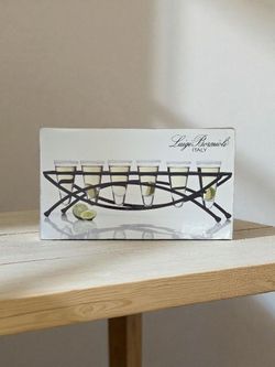 Luigi Bormioli Italy 7 Piece Shooter Set With Carrier  New In Box