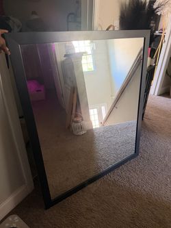 Large Wall Mirror with Black Frame