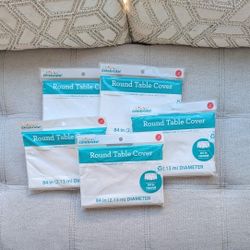 Round Table Covers White Birthday Party 