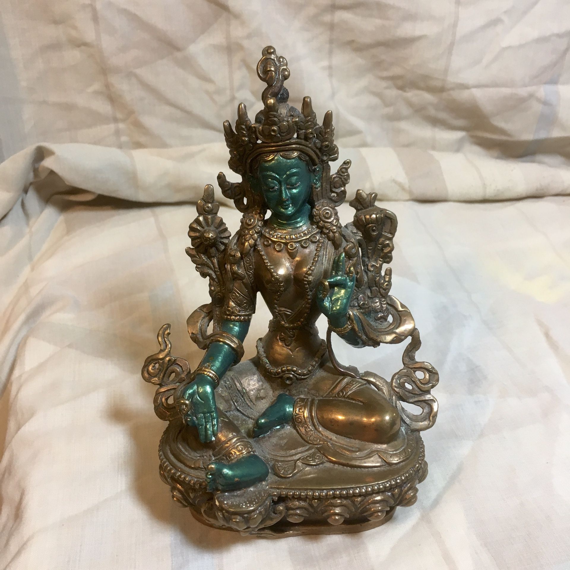 Green Tara - copper statue