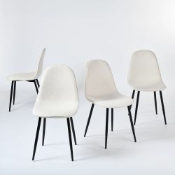 Charlton Set of 4 Scandinavian Dining Chairs with Metal Legs in Beige
