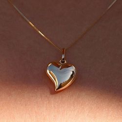 14K Solid Gold Pendant Heart Valentine Gift