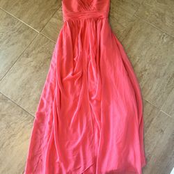 Alfred Angelo Coral Strapless Floor Length Bridesmaid Dress Size 4