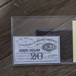 1863 $20 Confederate Note 