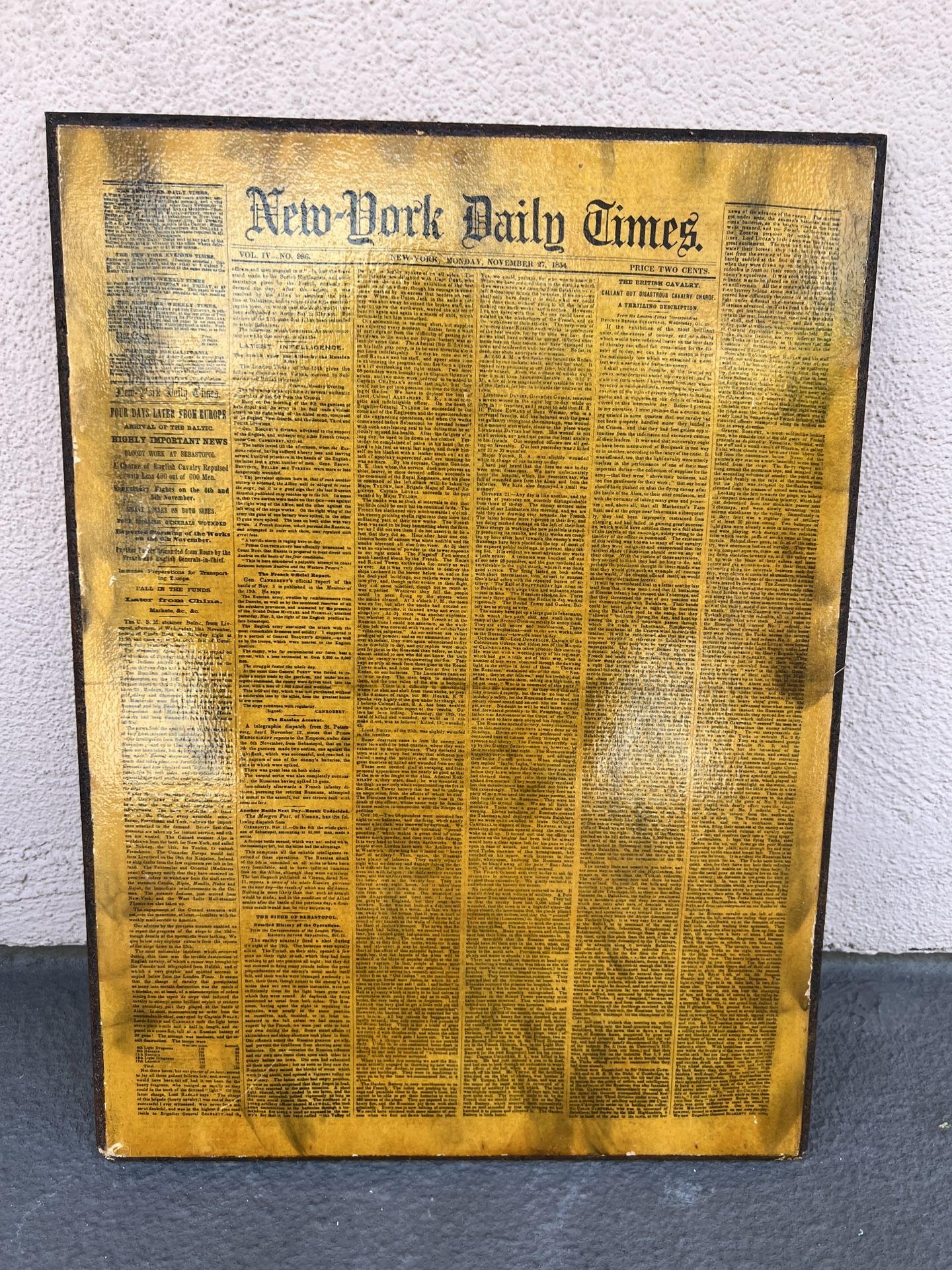 Precious 1854 Nov. 27th New York Daily Times Newspaper Art Print