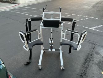 Hydraulic Patient Lift Transfer Chair for Home Care, Adjustable Height & 180° Open Design, Mobility Aid for Elderly Adults, 400 lb Capacity, Black