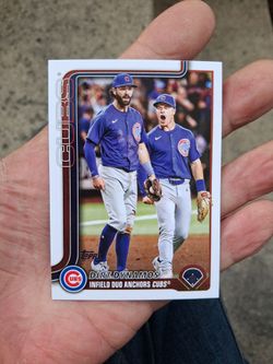 2025 Topps Update Series #US309 Dirt Dynamos Chicago Cubs Infield Duos Dansby Swanson and Matt Shaw. Near Mint Condition