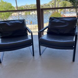 Faux Leather Accent Chairs 