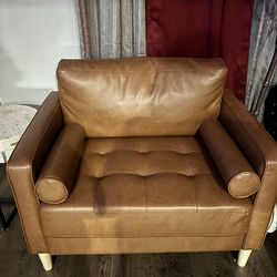 Lillith carmel faux leather arm chair