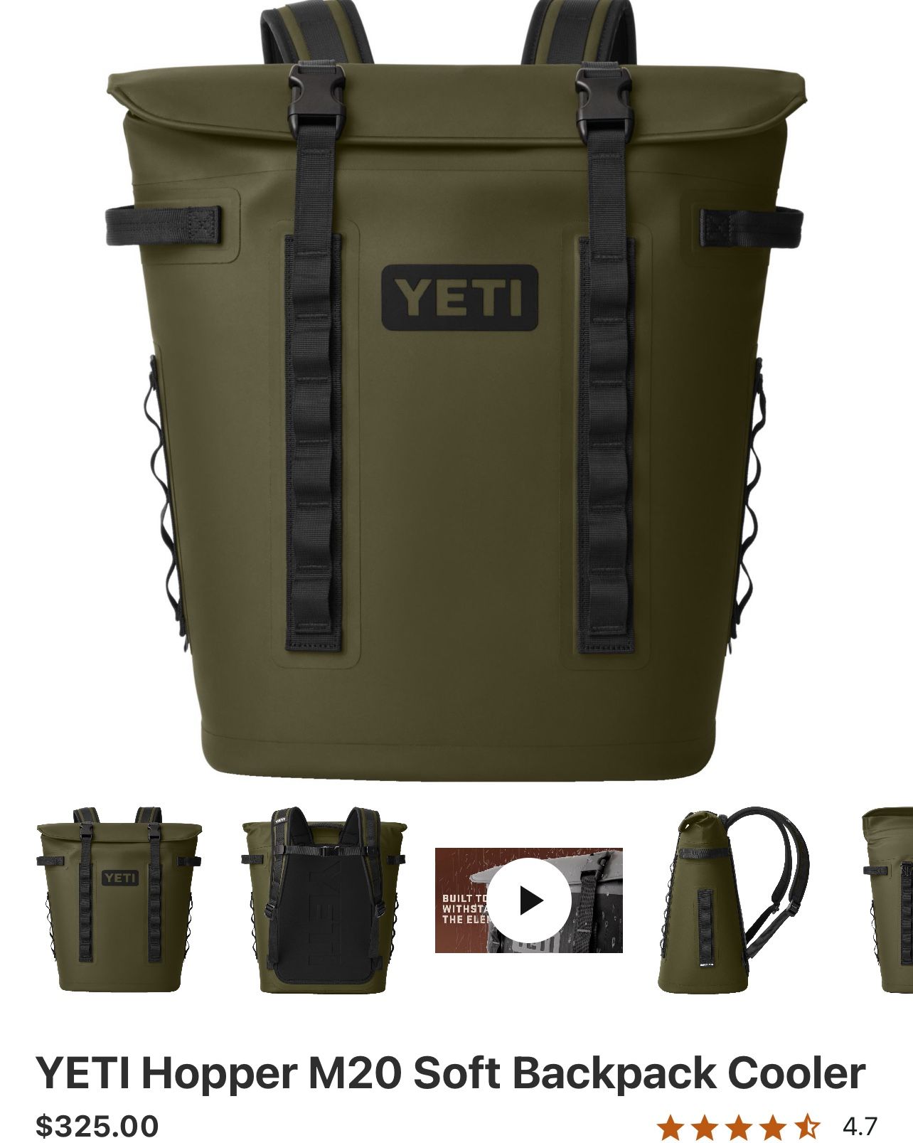 Yeti M20 Cooler Back back
