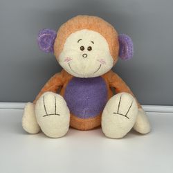 Adorable Vintage Toys R Us Monkey Plush Orange & Purple "Jingling" Monkey - Rare