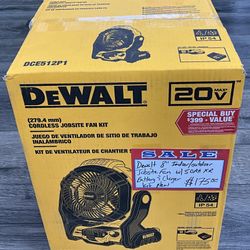 Dewalt 8” Indoor/ Outdoor Jobsite Fan W/ 5.0AH XR Battery & Charger Kit New 