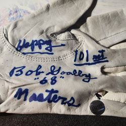 Bob Goalby Signed Golf Glove Autograph Signature Inscribed HAPPY 101 "68"Masters W/COA.   