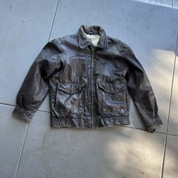 Split Rail Gant Brown Leather Jacket WITH Lining
