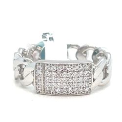 925 Sterling Silver CZ Cuban Style Ring 4.90g Size 9 201667/9