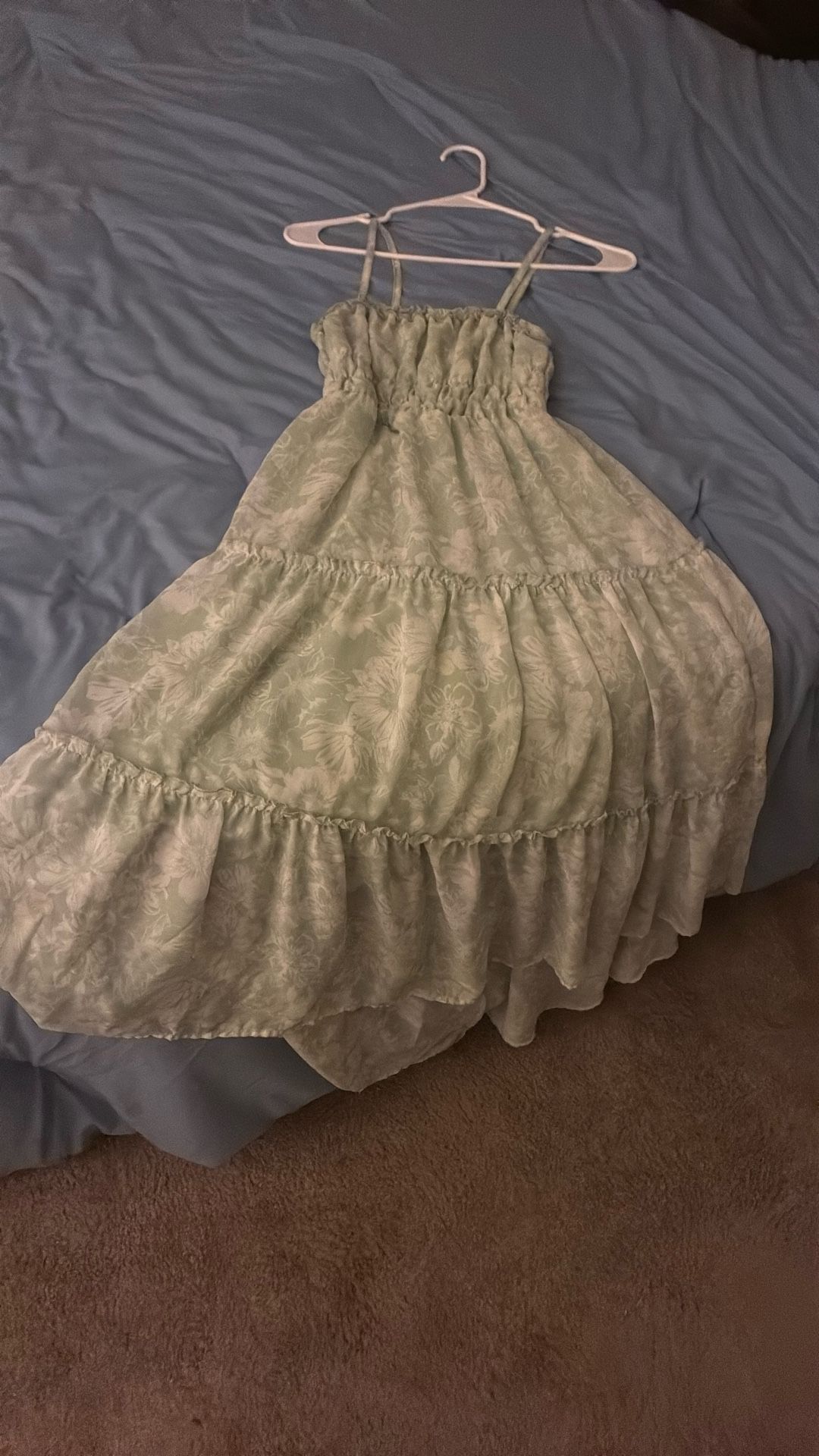 Green And White Floral Dress