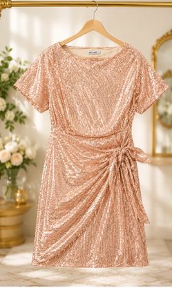 ✨ Grace Karin Rose Gold Sequin Cocktail Dress – Women's XXL – Excellent Condition