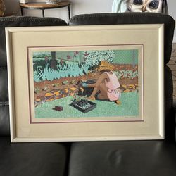 Screen print of an authentic print of (She Loved The Flowers Best)