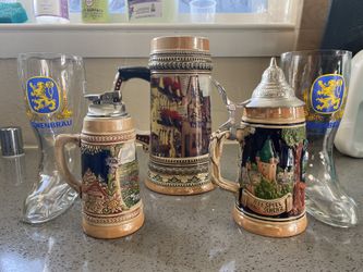 German Stein, Lighter, and Boot glass