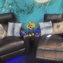 Practically Brand New LED lite Reclining Black Chairs...