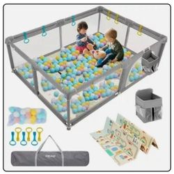 New In Box Xlarge 79x59x27 Baby Playpen Toddler Activity Center With Mat, Balls, Diperbag & More  KidsPlay Yard 