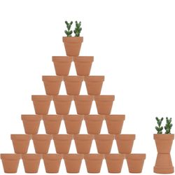 32pcs Small Mini 2" Terracotta Pot Clay Ceramic Pottery Planter, Cactus Flower Nursery Terra Cotta Pots, with Drainage Hole, for Indoor/Outdoor Succul
