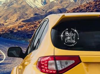 Baby On Board Decal Vinyl Sticker Sparkling Window/ Bumper 5.91" x 5.75" Bling Silver