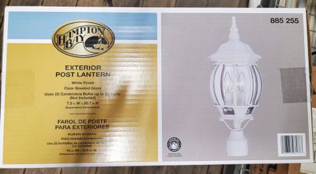 4 Outdoor Post Lantern (White W/ Beveled Glass)