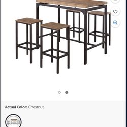 Coaster Contemporary Wood 5-Piece Rectangular Bar Set in Chestnut