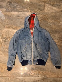 Carhartt Denim Hooded Work Jacket 90s Retro