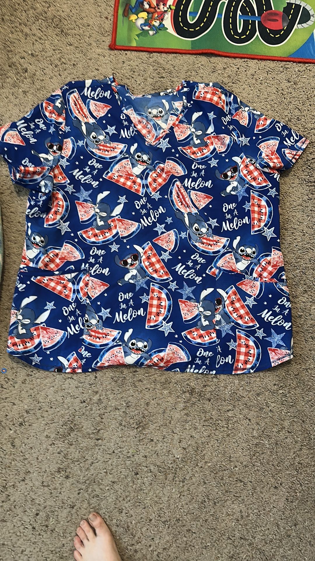 Disney Stitch Summer Theme Scrub Top