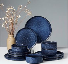 Blue Reactive Glaze Ceramic Dinnerware Set