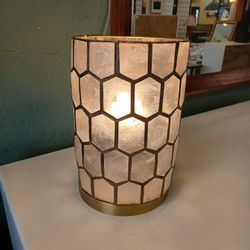 World Market Serena & Lily Scalloped Capiz Hurricane Lamp
