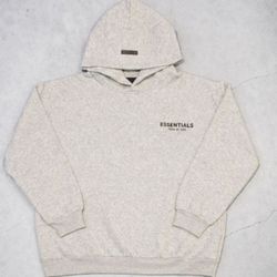 Fear of God Essentials Gray Fleece Pullover Hoodie Logo Long Sleeve Size M
