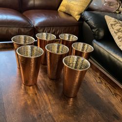 Pier 1 Hammered Copper Plated Stainless Steel 16 Oz. Drinking Glass Buy 6 Get 1 Free
