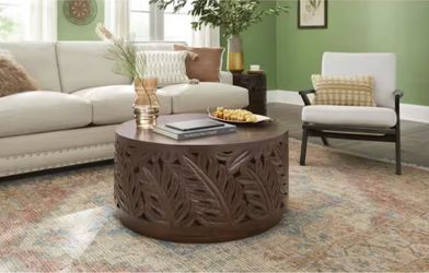 Palmeadow 36 in. Walnut Round Wood Top Coffee Table