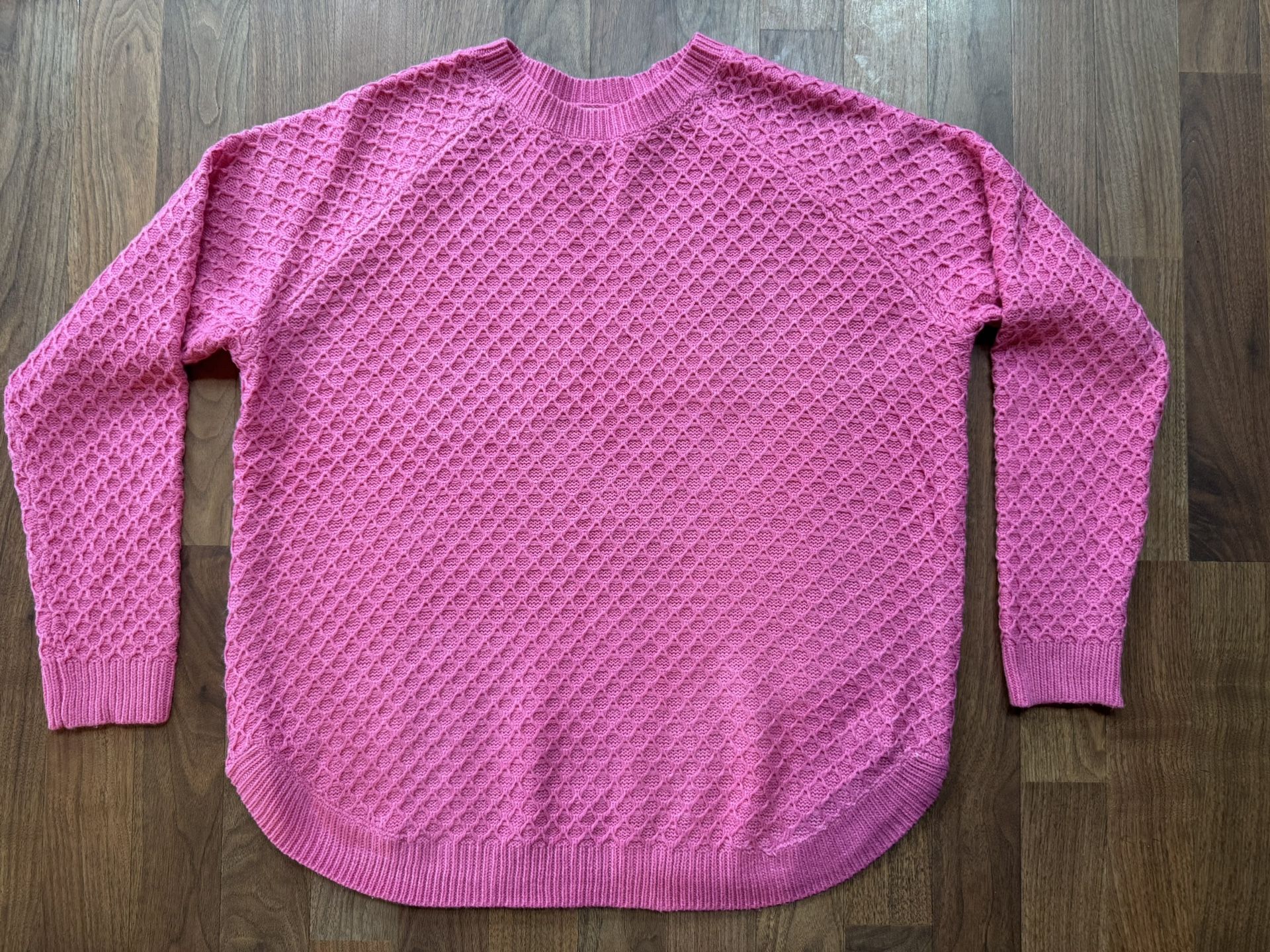 St. John's Bay Hot Pink Crew Neck Long Sleeve Criss Cross Knit Sweater XL
