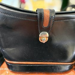 GERMAN CLASSIC BLACK RED LEATHER GOLD PFEIL HANDBAG