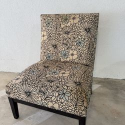 Floral Accent Lounge Chair / Slipper Chair with Wood Frame