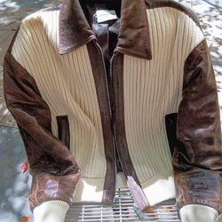 Claudie Pierlot Two Tone Leather Jacket 