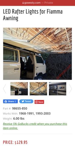 Fiamma awning Rafter LED Westfalia Vanagon Camper Van