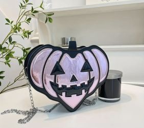 Pink holographic pumpkin shaped large purse