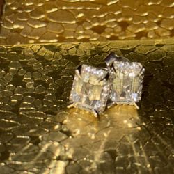 real diamond and sliver square earrings 
