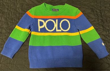 Ralph Lauren Polo Toddler (3T) Logo Striped Cotton Sweater