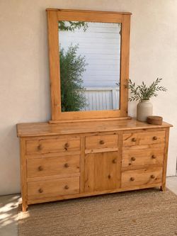 Honey & Pine Dresser + Mirror — FREE DELIVERY