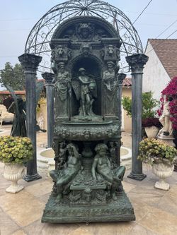 Rare Museum Quality Neoclassical Baroque Italian Bronze Water Wall Fountain