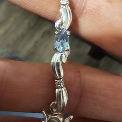 Silver And  BlueTopaz Bracelet