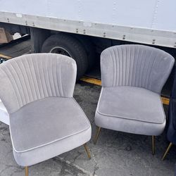 25” Wide Upholstered Velvet Accent Chair With Metal Leg $100 Each 