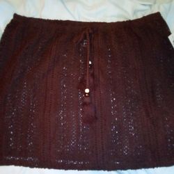 Brown bathing suit cover up skirt size medium brand new